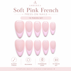 Pink French Tip Press On Nails | Glossy Almond Fake Nails