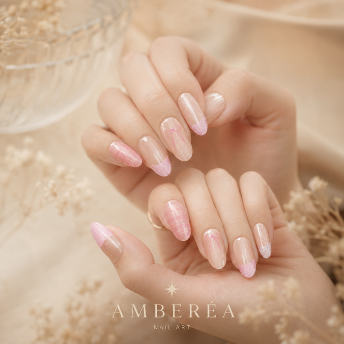 AMBEREA Retro Crimson Star Cat-Eye Nails