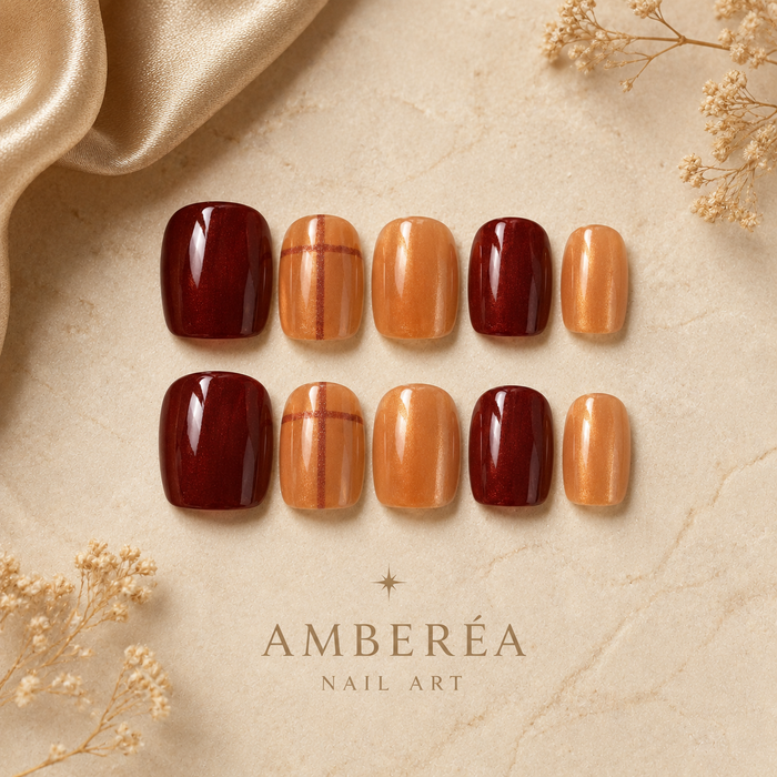 AMBEREA Dark Academia Amber Cat-Eye Nails