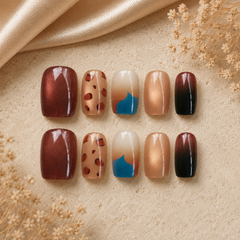 AMBEREA Wild Leopard & Cobalt Press-On Nails