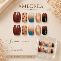 AMBEREA Wild Leopard & Cobalt Press-On Nails