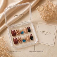 AMBEREA Wild Leopard & Cobalt Press-On Nails