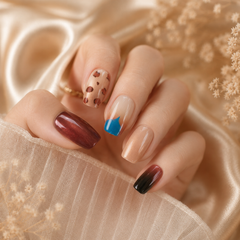 AMBEREA Wild Leopard & Cobalt Press-On Nails