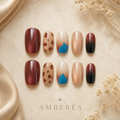 AMBEREA Wild Leopard & Cobalt Press-On Nails