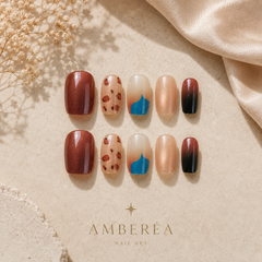 AMBEREA Wild Leopard & Cobalt Press-On Nails