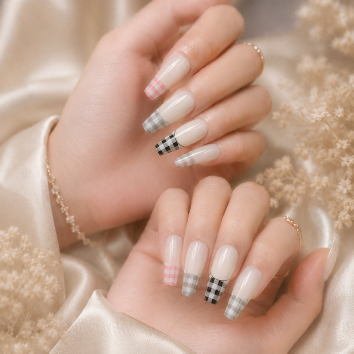 Vintage Argyle French Press-On Nails