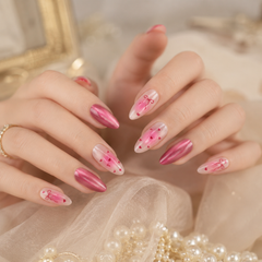 Romantic Bow Heart Cat Eye Press-On Nails