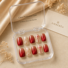 Red Ribbon Cat Eye Press-On Nails