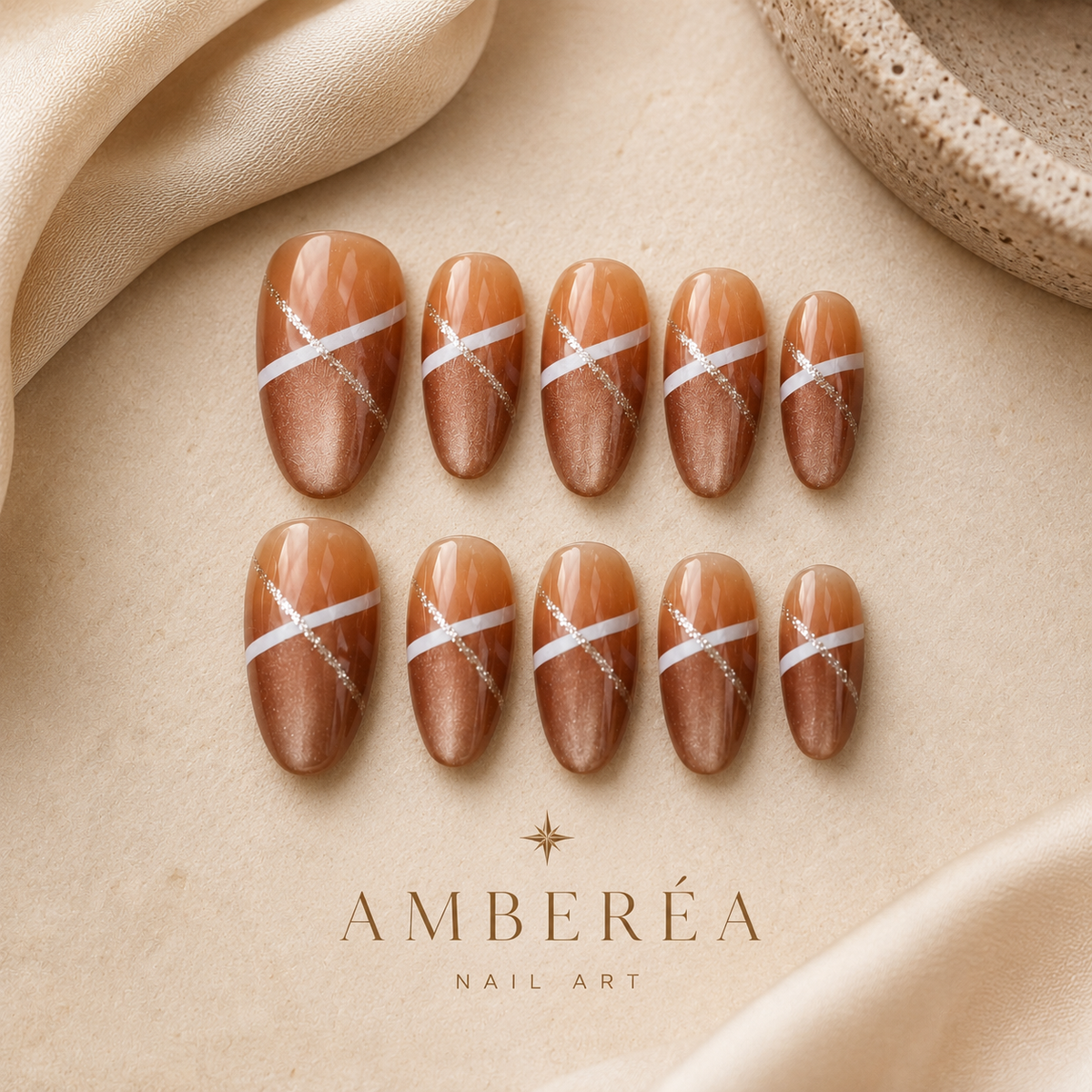Amber Caramel Cat Eye Press-On Nails
