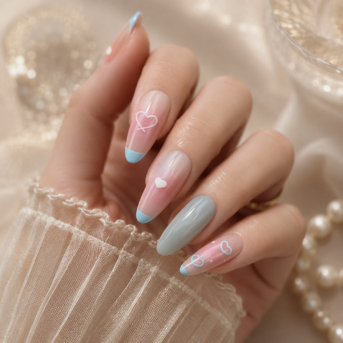 Pastel Heart French Press-On Nails
