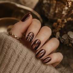 Coffee Amber Cat Eye Press-On Nails