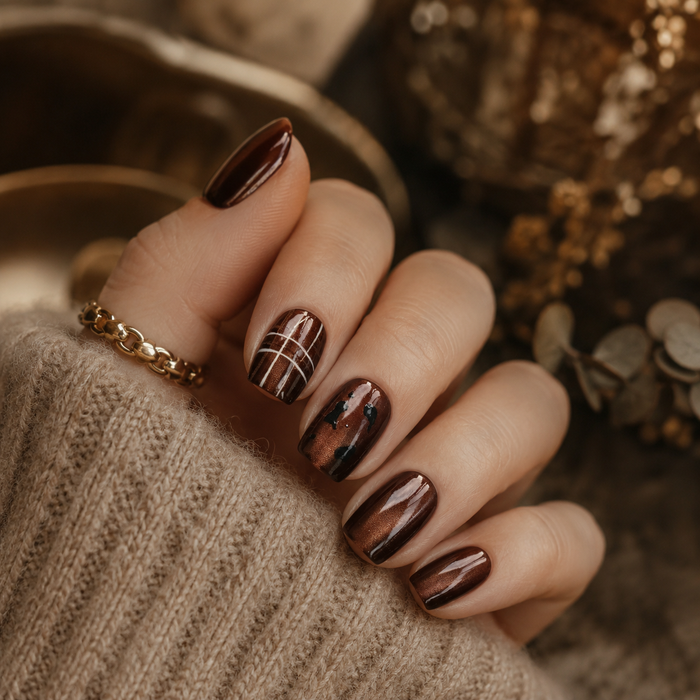 Coffee Amber Cat Eye Press-On Nails
