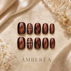 Coffee Amber Cat Eye Press-On Nails