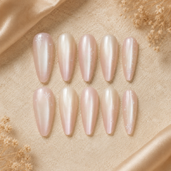 Pearl Snowflake Cat Eye Press-On Nails