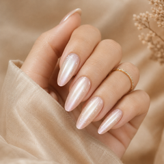 Pearl Snowflake Cat Eye Press-On Nails
