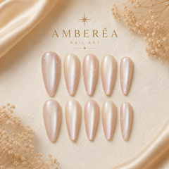 Pearl Snowflake Cat Eye Press-On Nails