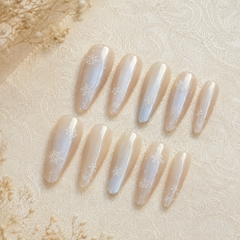 Ice Blue Snowflake Cat Eye Press-On Nails