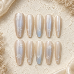 Ice Blue Snowflake Cat Eye Press-On Nails