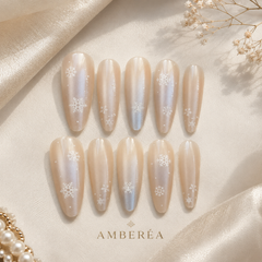 Ice Blue Snowflake Cat Eye Press-On Nails