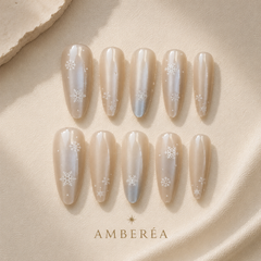 Ice Blue Snowflake Cat Eye Press-On Nails