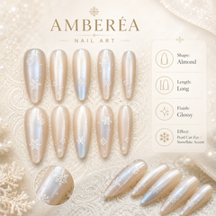 Ice Blue Snowflake Cat Eye Press-On Nails