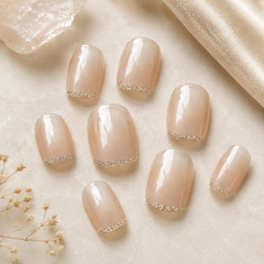 Nude Silver French Press-On Nails
