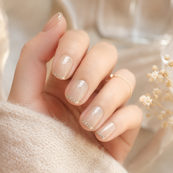Nude Silver French Press-On Nails