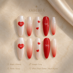 Red Heart Bow Ombre Press-On Nails