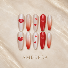 Red Heart Bow Ombre Press-On Nails
