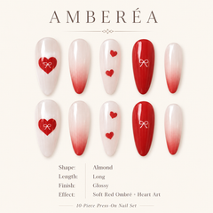 Red Heart Bow Ombre Press-On Nails