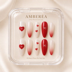 Red Heart Bow Ombre Press-On Nails