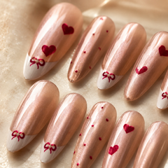 Pearl Bow Heart French Press-On Nails