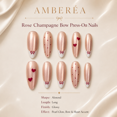 Pearl Bow Heart French Press-On Nails