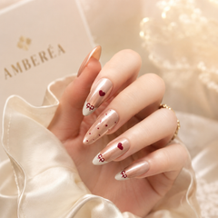 Pearl Bow Heart French Press-On Nails