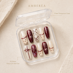 Burgundy Ribbon Plaid Press-On Nails