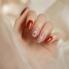 Caramel Cat Eye Crystal Press-On Nails