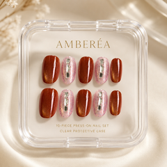 Caramel Cat Eye Crystal Press-On Nails