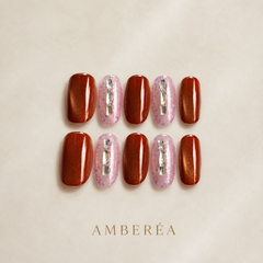 Caramel Cat Eye Crystal Press-On Nails