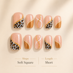 Gold Leopard Curve Press-On Nails