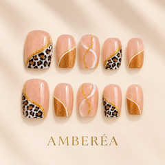 Gold Leopard Curve Press-On Nails