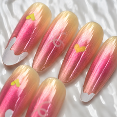 Sunset Heart Cat Eye Press-On Nails