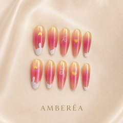 Sunset Heart Cat Eye Press-On Nails