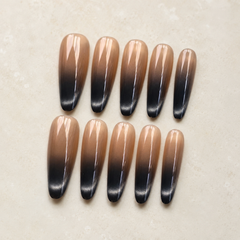 Black Brown Ombre Cat Eye Press-On Nails