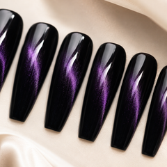 Black Purple Galaxy Cat Eye Press-On Nails