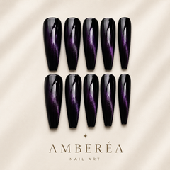 Black Purple Galaxy Cat Eye Press-On Nails