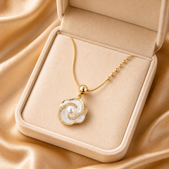 Gold Pearl Flower Pendant Necklace | Bridal Floral Necklace for Women