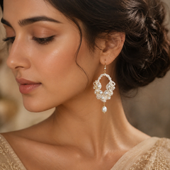 Handmade Pearl Beaded Drop Earrings | Bridal Dangle Earrings