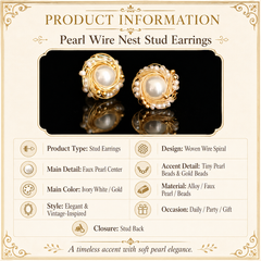 Gold Wire Wrapped Pearl Stud Earrings | Bridal Pearl Earrings