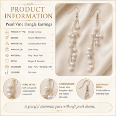 Silver Pearl Chain Drop Earrings | Long Bridal Dangle Earrings