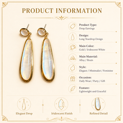 Gold Mother of Pearl Drop Earrings | Long Bridal Dangle Earrings